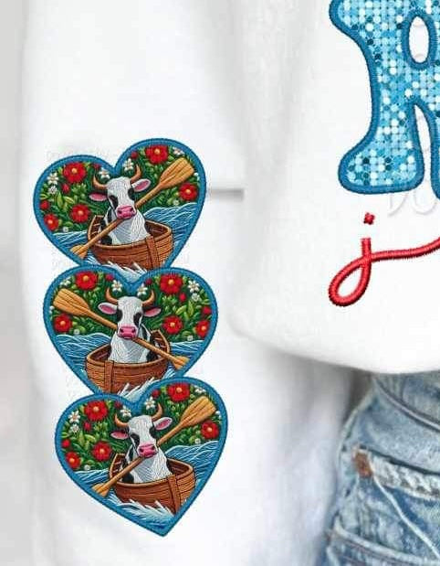 cow in boat SLEEVE 25447 DTF transfer