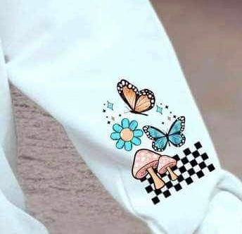 butterfly mushroom flowers SLEEVE (CSC) 23791 DTF transfer