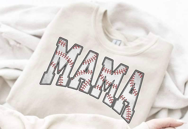 Mama baseball filled embroidery 25128 DTF transfer