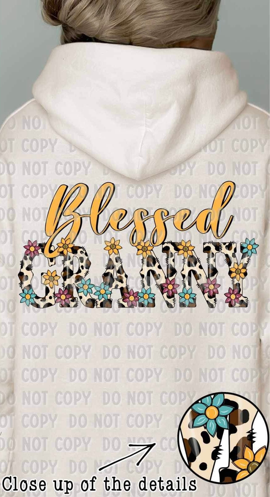 Blessed granny leopard floral 19266 DTF TRANSFER