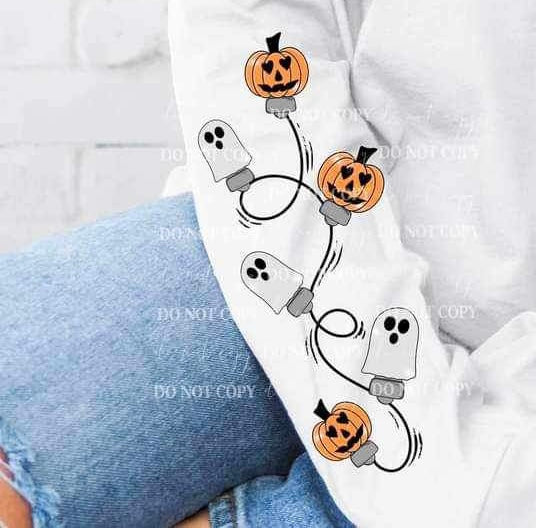 Tis the season to be spooky (ghost, pumpkin, checkered) SLEEVE ONLY 11119 DTF TRANSFER