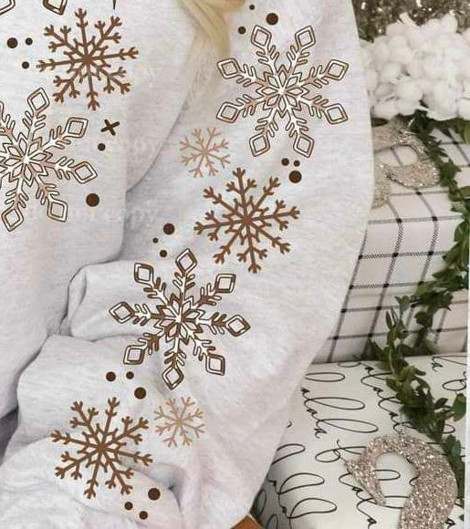 Gold snowflakes sleeve (CSC) 67968 DTF transfer