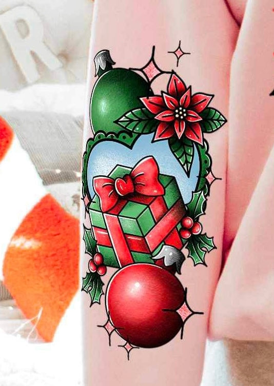 poinsettia, present, ornaments, heart SLEEVE 15857 DTF Transfer