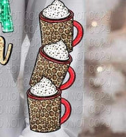 Hot cocoa season (sequin with leopard mug) SLEEVE ONLY 11103 DTF TRANSFER