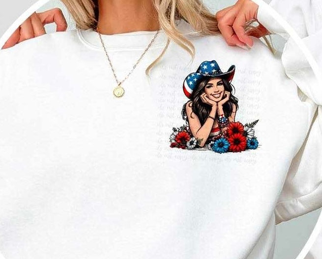 girl with patriotic hat 27937 DTF transfer