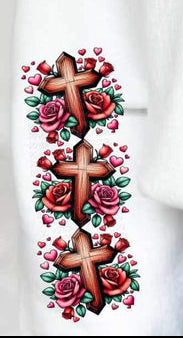 cross and roses SLEEVE 19071 DTF TRANSFER