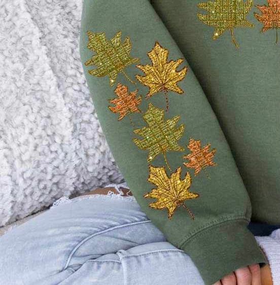 Glittery leaves SLEEVE 36530 DTF transfer