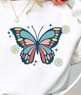 Butterfly with daisies 32531 DTF transfer