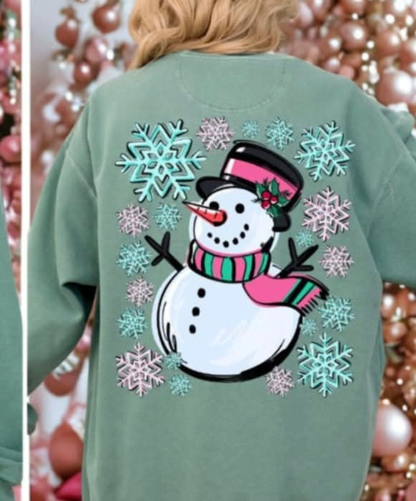 Pink and Mint Snowman (s&g) DTF transfer