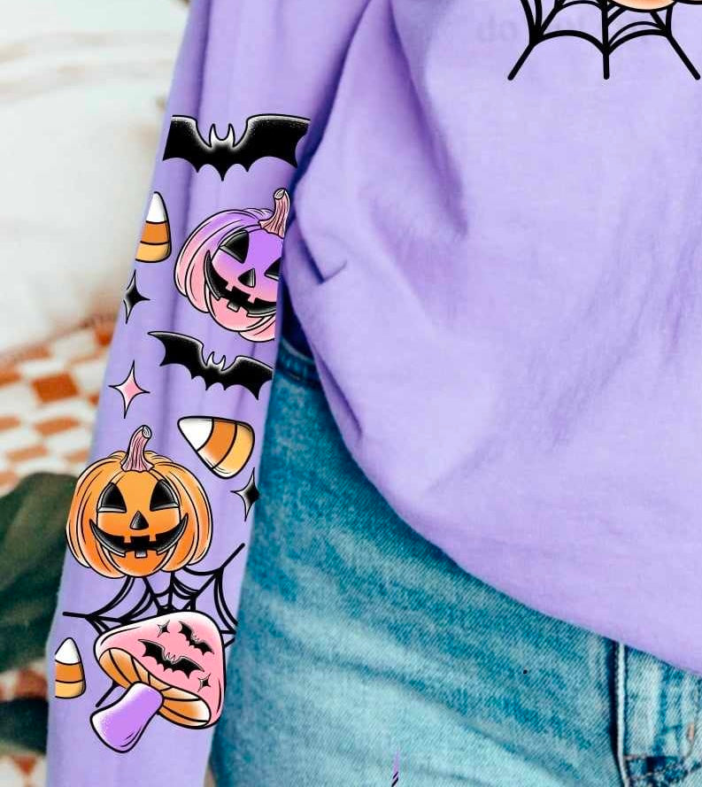 Pumpkins, candy corn, mushroom sleeve (CSC) 55926 DTF transfer