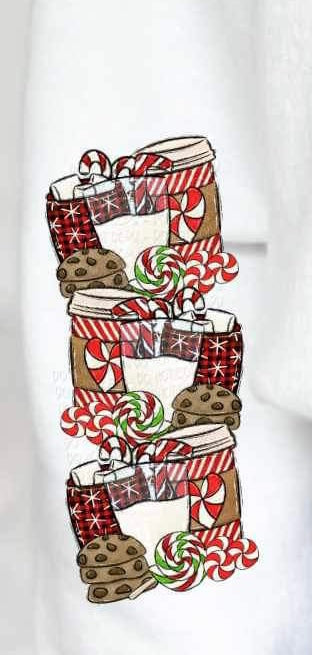 hot chocolate, latte, milk, cookies, peppermints SLEEVE 11650 DTF TRANSFER
