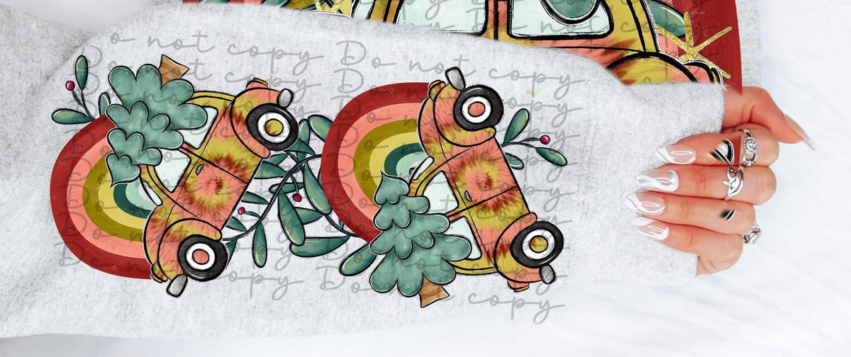 Christmas vibes (car and tree) SLEEVE ONLY 10273 DTF TRANSFER