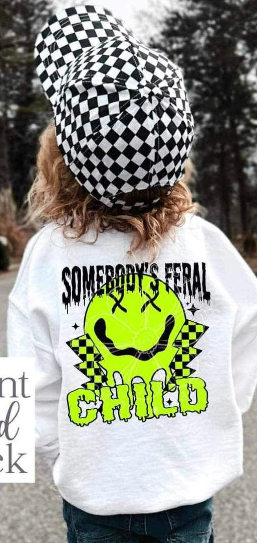 Somebody’s feral child Green melting smiley (LYTTLE) 26262 DTF transfer