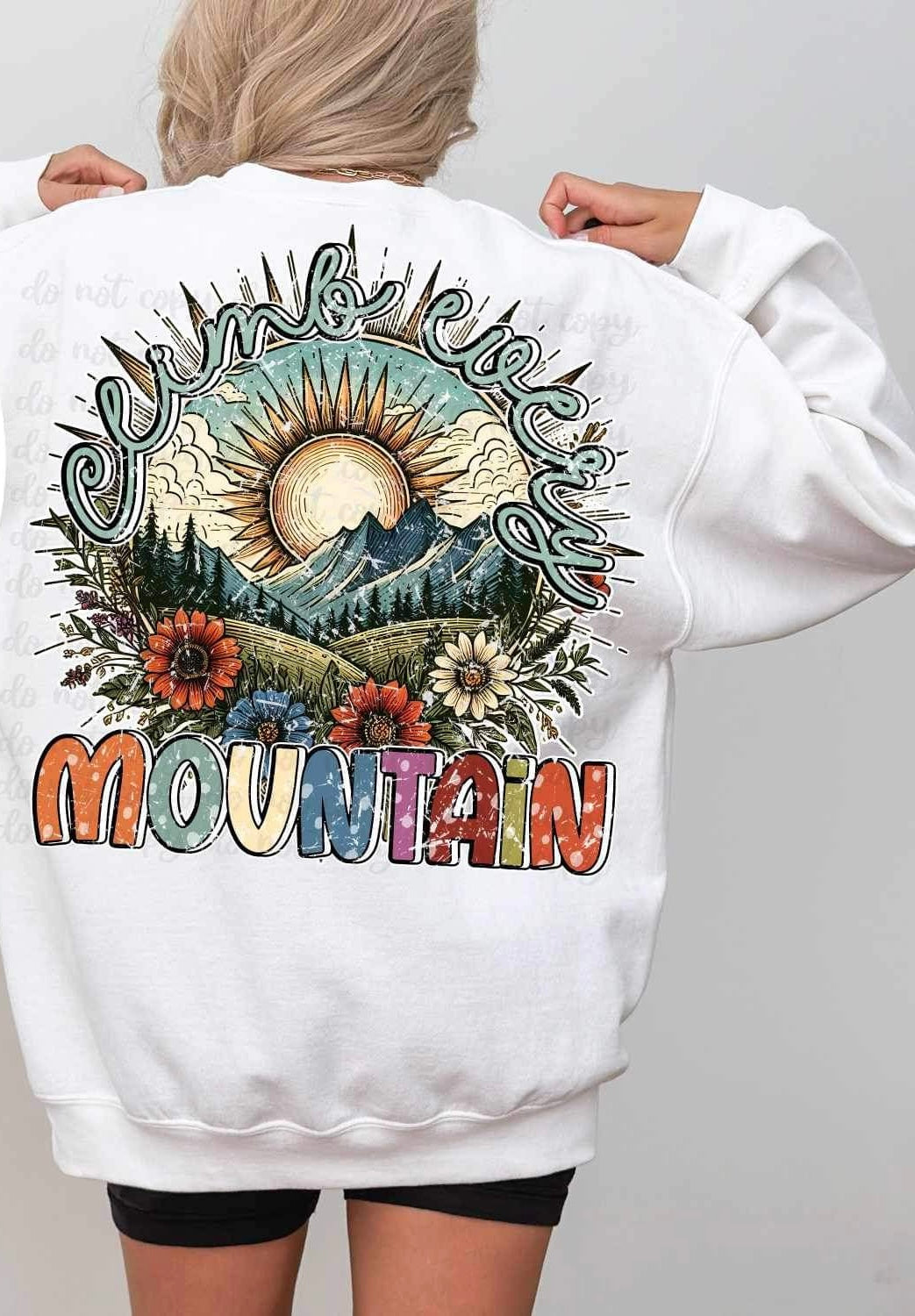 Climb every mountain circle with sun and mountains 25879 DTF transfer