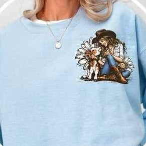 Girl with cow 23031 DTF transfer