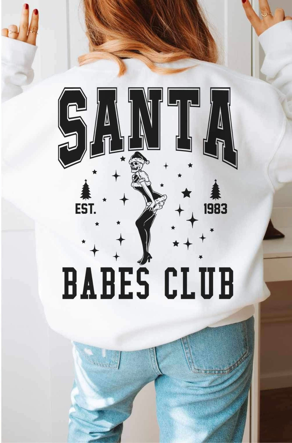 Santa babes club (BLACK with skellie santa babe) 15288 DTF Transfe