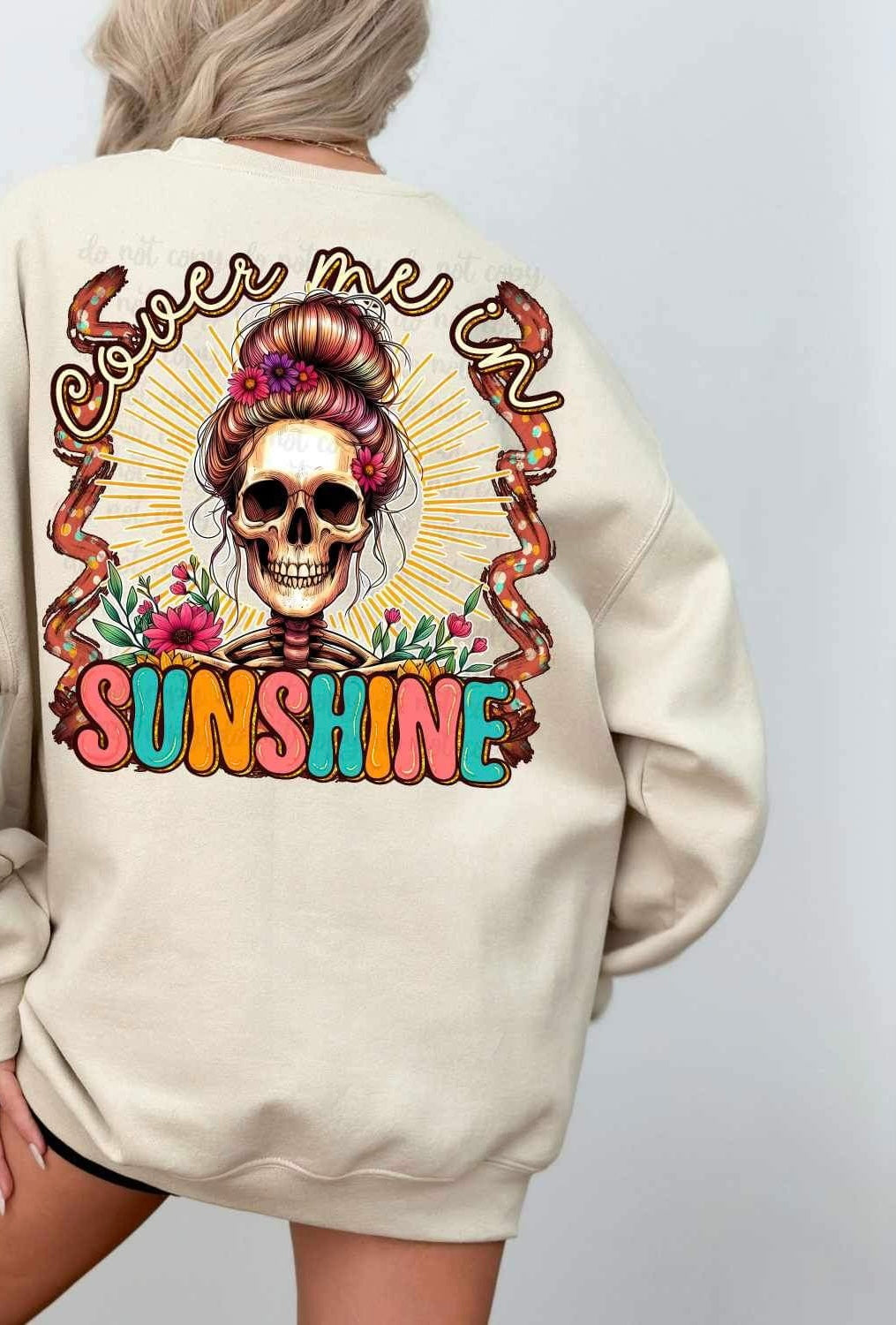 Cover me in sunshine skellie in front of sun 27190 DTF transfer
