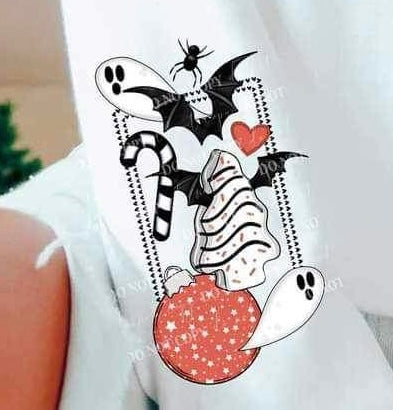 Halloween items with cake and ornament SLEEVE ONLY 15345 DTF Transfer