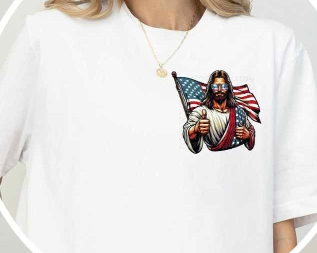 Jesus with american flag 29178 DTF transfer