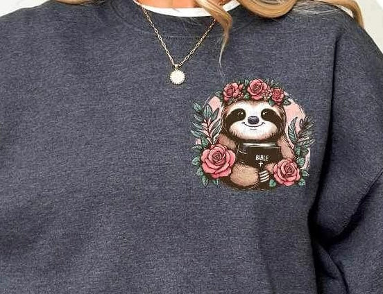 Sloth with bible 23462 DTF transfer