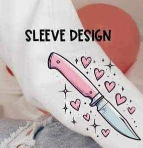 Pink knife and hearts SLEEVE (RTD) 19126 DTF TRANSFER