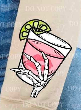 Skellie hand holding tequila 20108 DTF Transfer