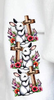 bunny praying at cross SLEEVE 19559 DTF Transfer