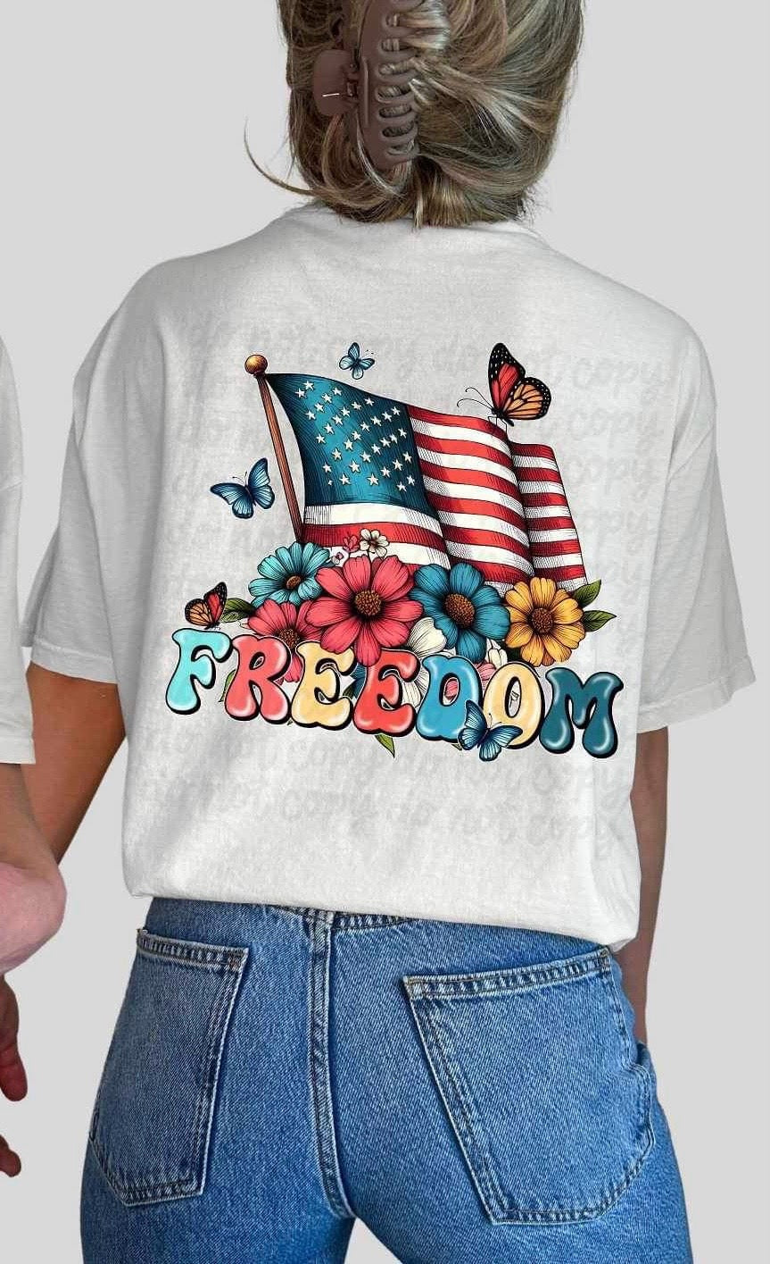 Freedom flags and flowers 24671 DTF transfer