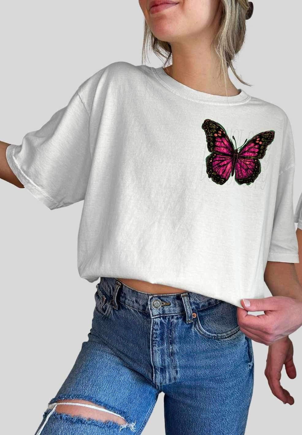 pink butterfly pocket 19062 DTF TRANSFER