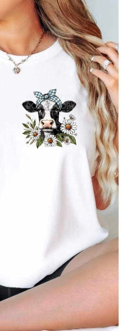 cow with plaid bandana 27651 DTF transferd