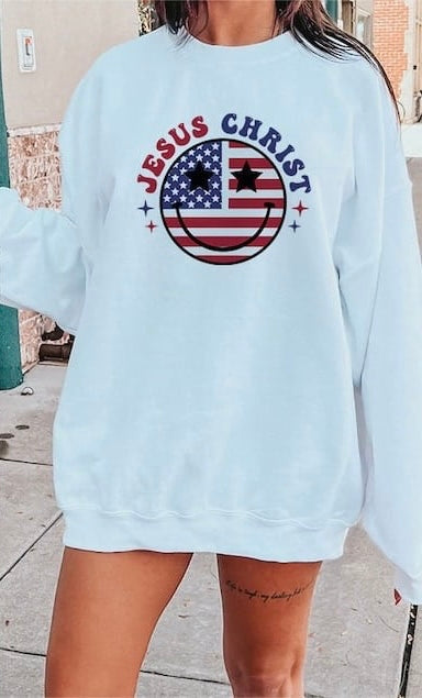 Jesus christ flag happy face 32522 DTF transfer