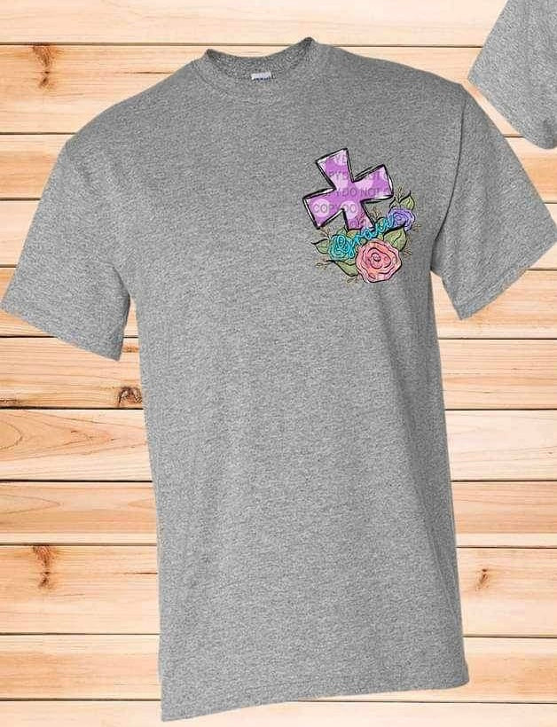 purple cross and flowers (CCC) 20743 DTF transfer
