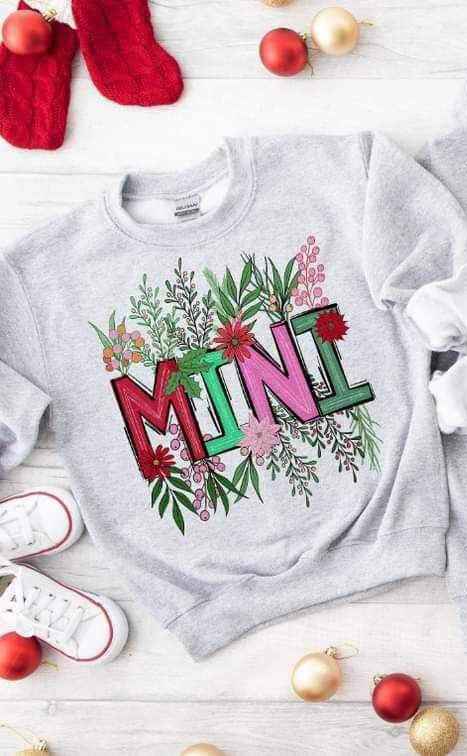 Mini (red green and pink font with leaves and flowers) 16011 DTF Transfer