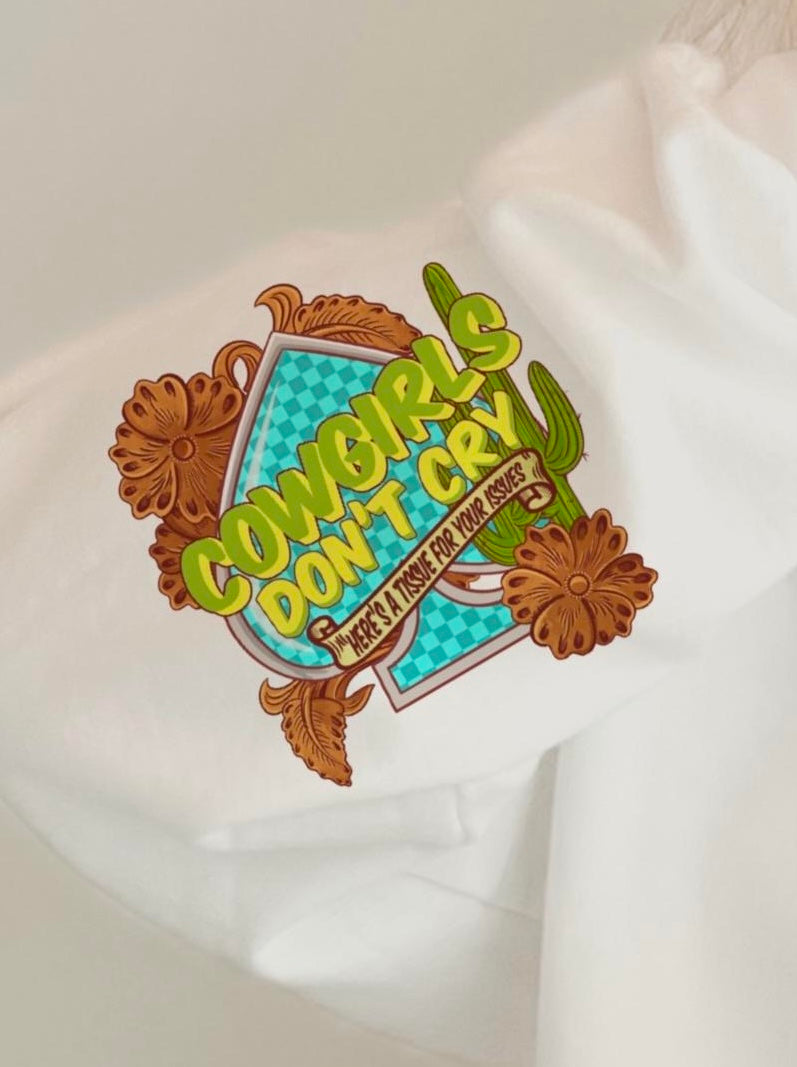 Cowgirls don’t cry BLUE checkered spade SLEEVE (AG) 29216 DTF transfer