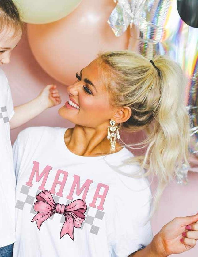 Mama pink font and bow (S&G) 29419 DTF transfer