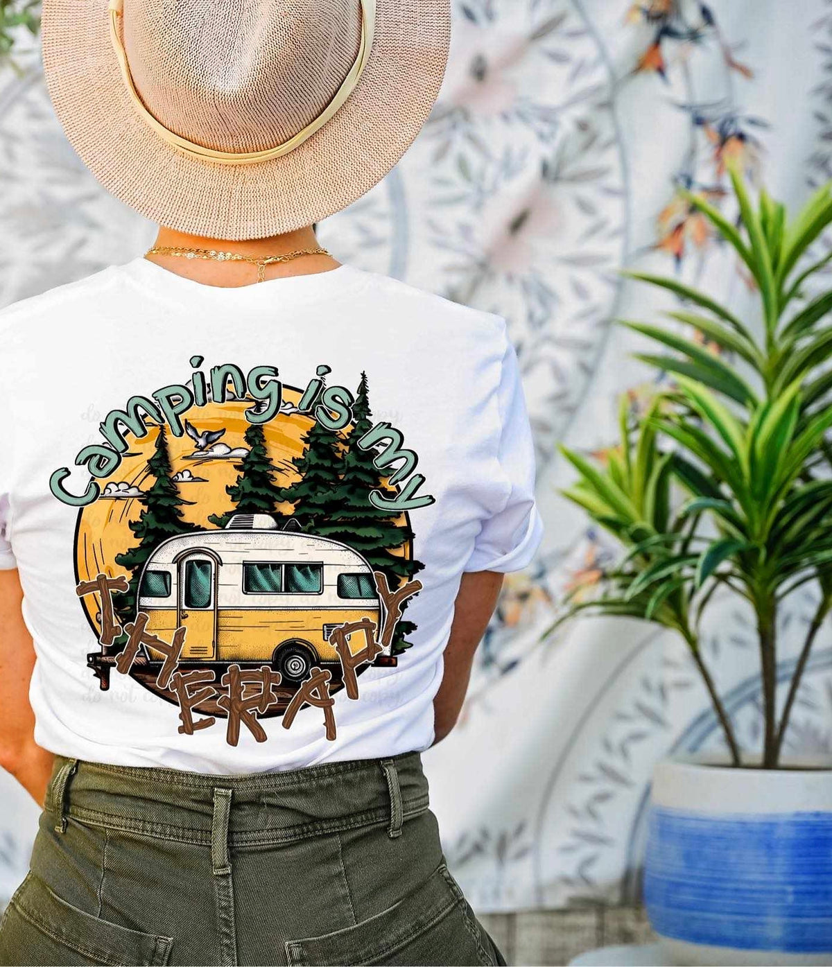 Camping is my therapy yellow camper 32021 DTF transfer