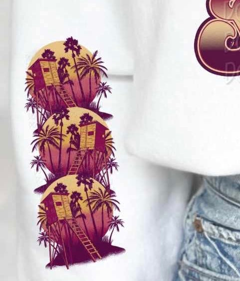tree house with palm trees SLEEVE 27683 DTF transfer