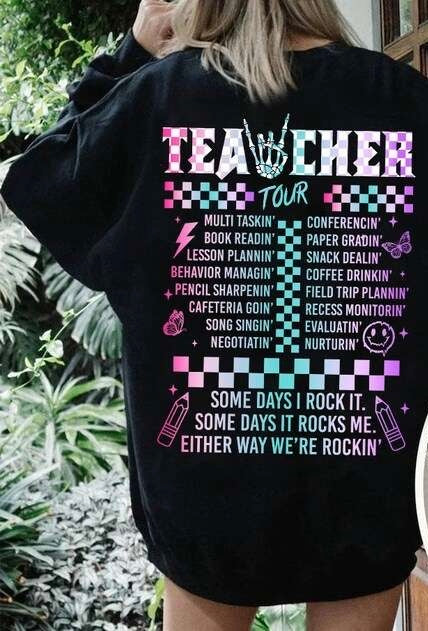 Teacher tour some days we rock it checkered 31797 DTF transfer