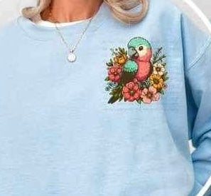 Bird with flowers 23041 DTF transfer