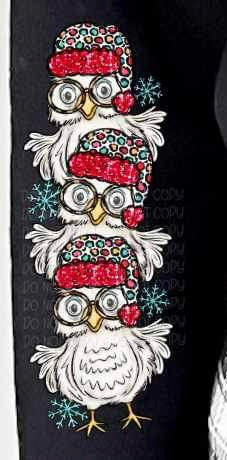 owl wearing leopard santa hat SLEEVE ONLY 11235 DTF TRANSFER