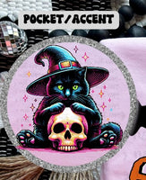 witch cat with skull 36462 DTF transfer