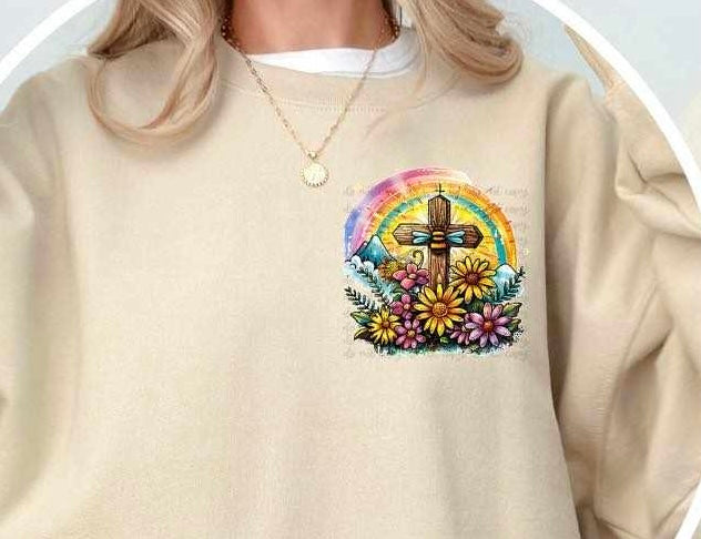 Bee with cross and rainbow 27668 DTF transfer