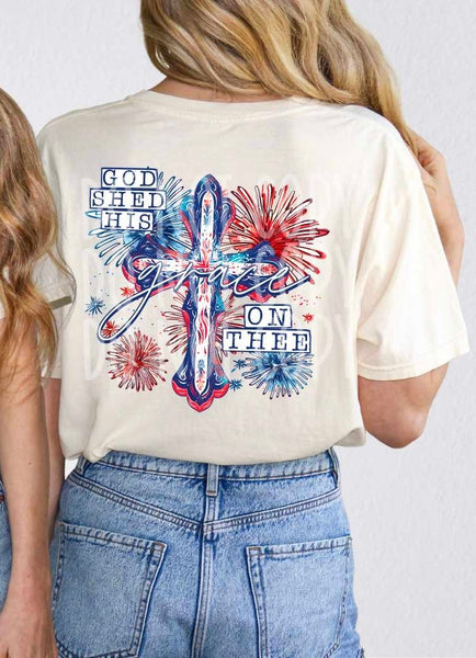 God shed his grace on thee patriotic cross 35815 DTF transfer