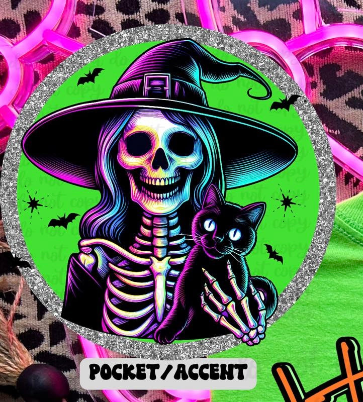 skellie witch with black cat 36425 DTF transfer