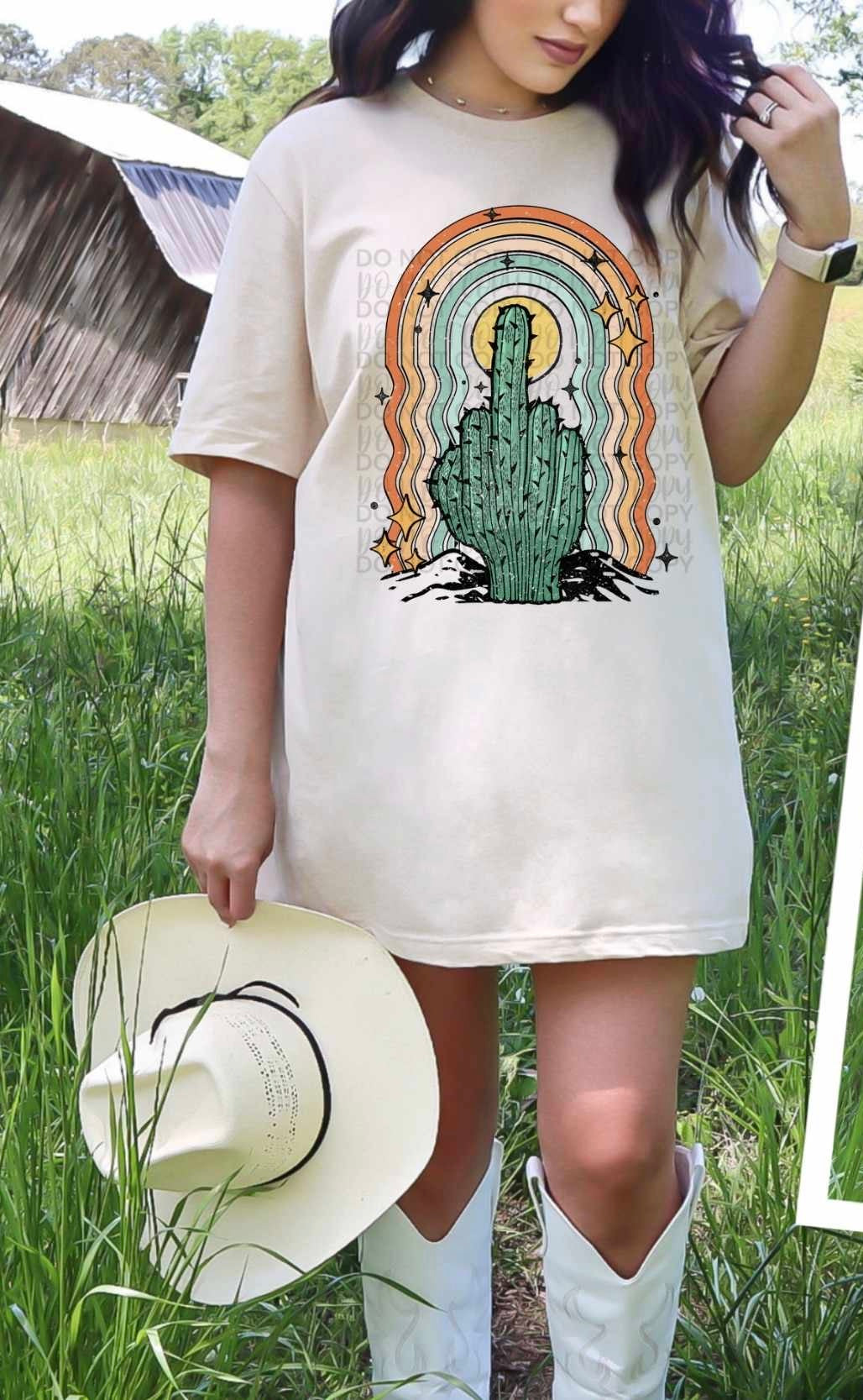 Middle finger cactus wavy rainbow (SSD) 31996 DTF transfer