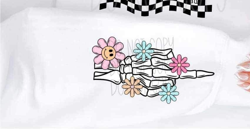 Skellie middle finger with flowers (VIRGO) 26370 DTF transfer