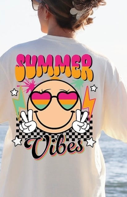 Summer vibes tan happy face 32502 DTF transfer