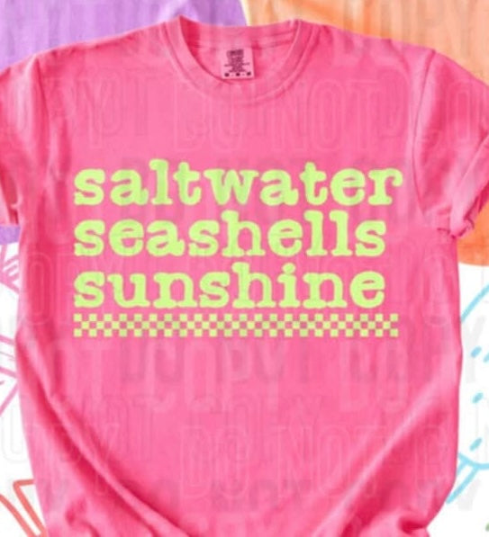 Saltwater seashells sunshine green font (SBB) 96961 DTF transfer