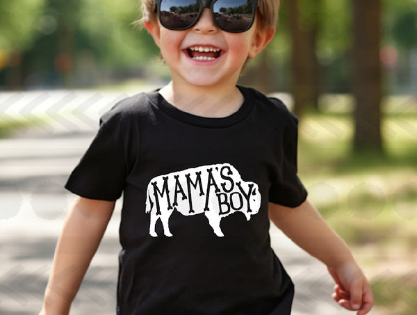 INFANT mamas boy bison WHITE screen print transfer