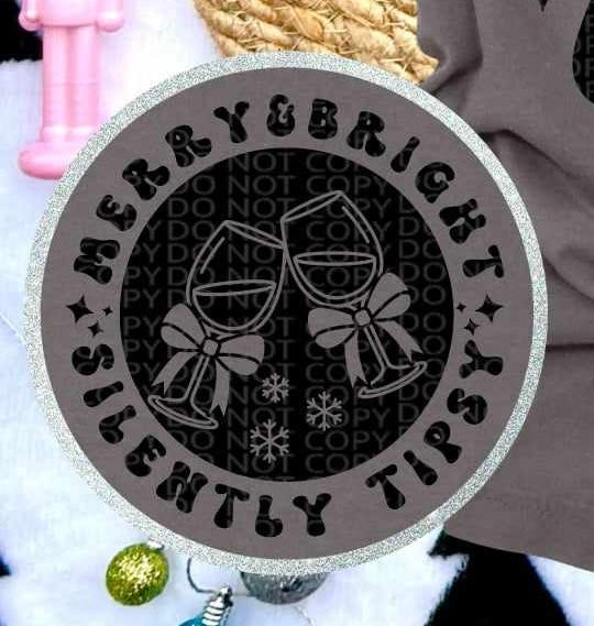 Merry & bright & silently tipsy pocket (HW) 60994 DTF transfer
